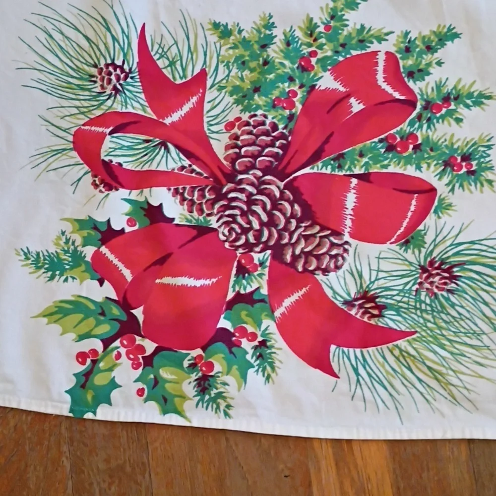 Festive Holiday Tablecloth with Red Bows